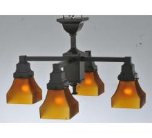 Meyda Black 108063 - 22"W Bungalow Frosted Amber 4 LT Chandelier