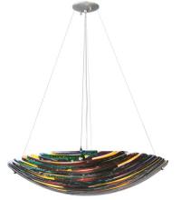 Meyda Black 108069 - 30"W Penna di Pavone Fused Glass Inverted Pendant