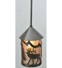 Meyda Black 108464 - 6" Wide Lone Elk Lantern Mini Pendant