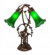 Meyda Black 109514 - 17" High Green Tiffany Pond Lily 2 Light Trellis Girl Accent Lamp