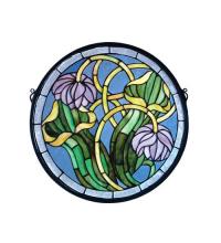 Meyda Black 11093 - 17"W X 17"H Pitcher Plant Medallion Stained Glass Window