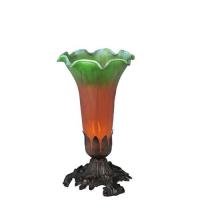 Meyda Black 11235 - 8"H Amber/Green Pond Lily Accent Lamp