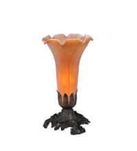 Meyda Black 11244 - 8" High Amber Pond Lily Victorian Mini Lamp