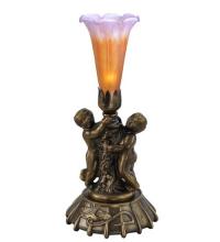 Meyda Black 11500 - 12" High Amber/Purple Pond Lily Twin Cherub Mini Lamp