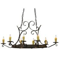 Meyda Black 115887 - 52"L Handforged Oval 8 LT W/Downlights Chandelier