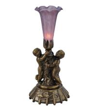 Meyda Black 11642 - 12" High Lavender Pond Lily Twin Cherub Mini Lamp