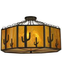 Meyda Black 11849 - 31"W Southwest Cactus Semi-Flushmount