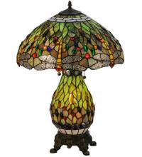 Meyda Black 118845 - 25"H Tiffany Hanginghead Dragonfly Lighted Base Table Lamp