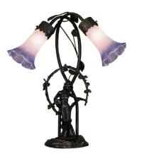 Meyda Black 11943 - 17" High Pink Pond Lily 2 Light Trellis Girl Accent Lamp