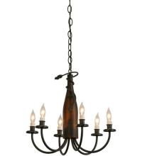 Meyda Black 121456 - 18"W Tuscan Vineyard Frosted Amber 6 LT Wine Bottle Chandelier