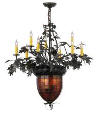 Meyda Black 125052 - 34" Wide Greenbriar Oak 9 Arm Chandelier