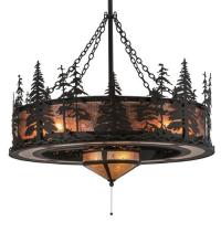 Meyda Black 125745 - 45" Tall Pines w/Fan Light Chandel-Air