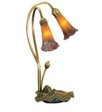 Meyda Black 13008 - 16" High Amber/Purple Pond Lily 2 LT Table Lamp