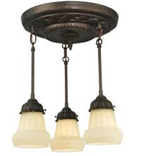 Meyda Black 130778 - 15" Wide White Puffy Rose 3 Light Semi-Flushmount