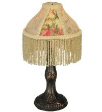 Meyda Black 131721 - 10"H Fabric & Fringe Roses Mini Lamp