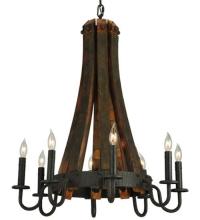 Meyda Black 133684 - 24"W Barrel Stave Madera 8 LT Chandelier