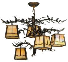 Meyda Black 134055 - 29"W Pine Branch Valley View 5 LT Chandelier