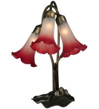 Meyda Black 13593 - 15.75" High Pink/White Tiffany Pond Lily 3 Light Accent Lamp