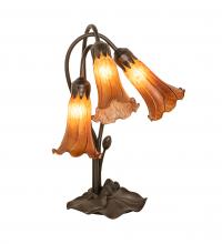 Meyda Black 136435 - 16" High Amber Tiffany Pond Lily 3 Light Accent Lamp