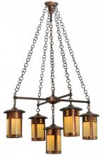 Meyda Black 137268 - 36" Wide Fulton Prairie Loft 5 Light Chandelier