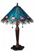 Meyda Black 138775 - 23"H Peacock Feather Lace Table Lamp