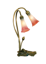 Meyda Black 14170 - 16"H Pink/White Pond Lily 2 LT Accent Lamp