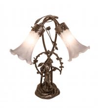 Meyda Black 142212 - 17" High Gray Tiffany Pond Lily 2 Light Trellis Girl Accent Lamp