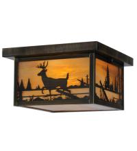 Meyda Black 142324 - 12"Sq Hyde Park Deer Creek Flushmount