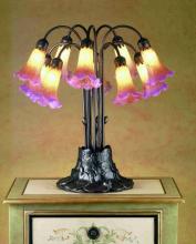Meyda Black 14429 - 22"H Amber/Purple Pond Lily 10 LT Table Lamp