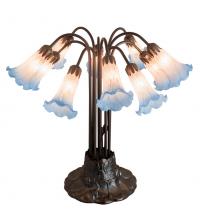 Meyda Black 14451 - 22"H Pink/Blue Pond Lily 10 LT Table Lamp