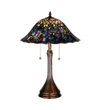 Meyda Black 14574 - 22"H Tiffany Peacock Feather Table Lamp