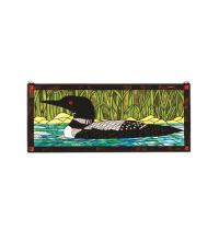 Meyda Black 14625 - 40"W X 17"H Loon Stained Glass Window