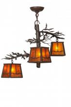 Meyda Black 146816 - 28"W Pine Branch Valley View 3 LT Chandelier