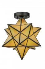 Meyda Black 148883 - 12"W Moravian Star Beige Iridescent Flushmount