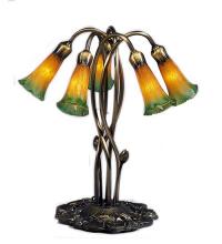 Meyda Black 14893 - 17" High Amber/Green Pond Lily 5 LT Accent Lamp