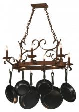 Meyda Black 149135 - 36" Long Handforged Oval 6 Light Pot Rack