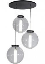 Meyda Black 152074 - 34"W Bola Cilindro 3 LT Cascading Pendant