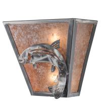 Meyda Black 15676 - 13"W Leaping Trout Wall Sconce