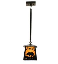 Meyda Black 15742 - 7"Sq Bear at Dawn Mini Pendant