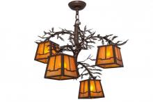 Meyda Black 158068 - 28"W Pine Branch Valley View 4 LT Chandelier