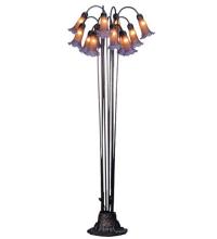 Meyda Black 15946 - 63" High Amber/Purple Tiffany Pond Lily 12 Light Floor Lamp