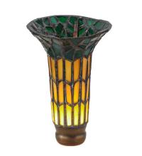 Meyda Black 16582 - 4" Wide X 6" High Stained Glass Pond Lily Amber and Green Shade