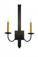 Meyda Black 166556 - 15"W Primitive 2 LT Wall Sconce