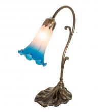 Meyda Black 17124 - 15" High Pink/Blue Tiffany Pond Lily Accent Lamp