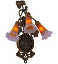 Meyda Black 17205 - 10.5"W Amber/Purple Pond Lily 3 LT Wall Sconce