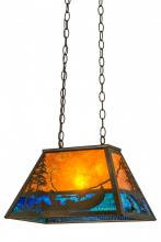 Meyda Black 172102 - 18"L Trout & Fisherman Oblong Pendant