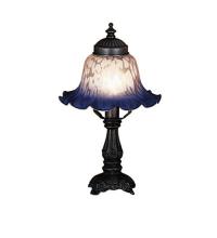 Meyda Black 17507 - 12.5" High Fluted Bell White & Blue Mini Lamp