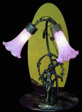 Meyda Black 17858 - 17" High Pink Tiffany Pond Lily 2 Light Trellis Girl Accent Lamp