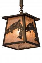 Meyda Black 182077 - 7" Square Leaping Trout Mini Pendant