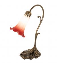 Meyda Black 182113 - 15" High Pink/White Tiffany Pond Lily Accent Lamp